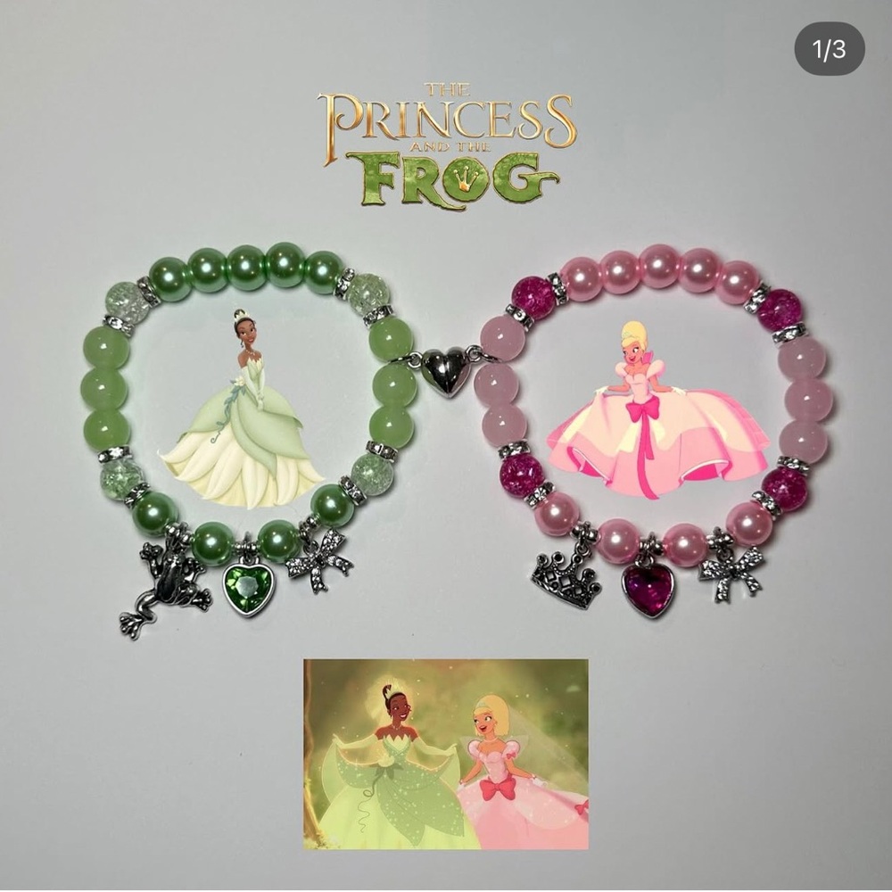 Disney Princess Charm Bracelets - Green and Pink